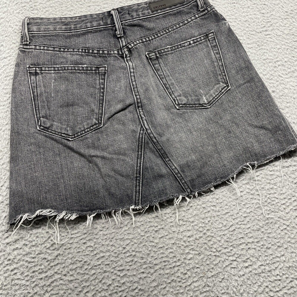 Grlfrnd Mini Skirt Womens 27 Gray Denim EVA Silver Spoon Distressed Raw Hem - Picture 4 of 12